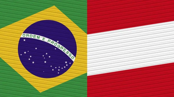 奥地利和巴西两个半旗一起编织面料图解 — 图库照片