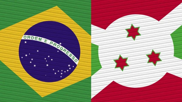 Burundi Brésil Deux Demi Drapeaux Ensemble Tissu Texture Illustration — Photo