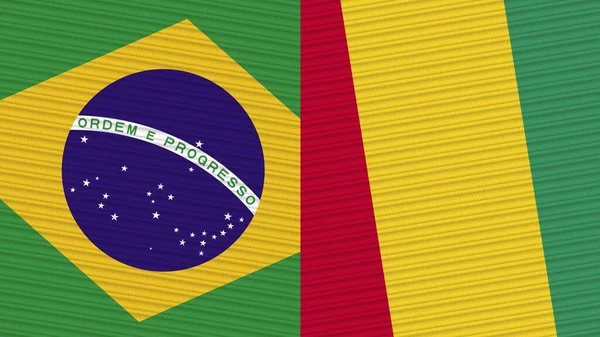 Guanea Brazil Two Half Flags Together Fabric Texture Illustration — Stock Photo, Image