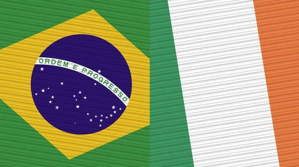 Ireland Brazil Two Half Flags Together Fabric Texture Illustration — Stock Photo, Image