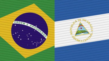 Nikaragua ve Brezilya Birlikte İki Yarım Bayrak Kumaş Çizimi