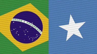 Somali ve Brezilya Birlikte İki Yarım Bayrak Kumaş Doku Çizimi