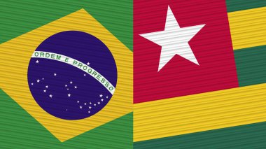 Togo ve Brezilya Birlikte İki Yarım Bayrak Kumaş Doku İllüstrasyonu