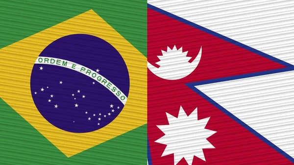 尼泊尔和巴西两个半旗一起织造纹理图解 — 图库照片