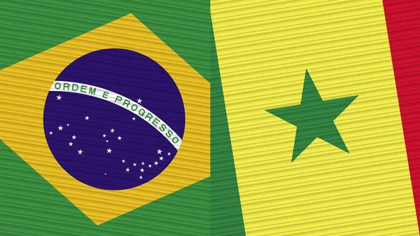 Сенегал Бразилия Два Полуфлага Вместе Иллюстрация Текстуры Ткани — стоковое фото