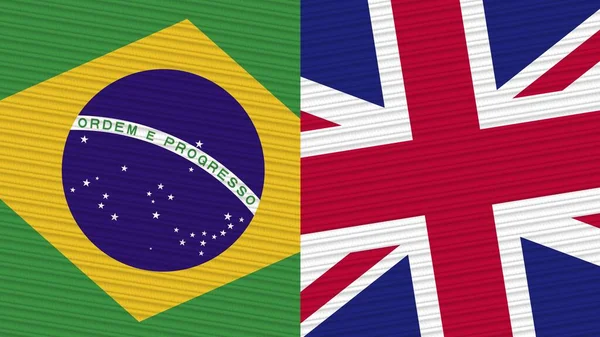 Verenigd Koninkrijk Brazilië Two Half Flags Together Texture Illustration — Stockfoto