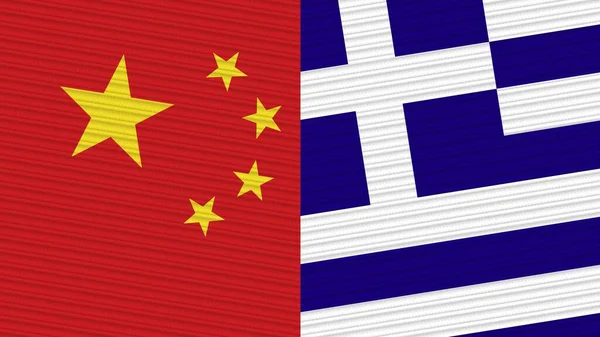 Ελλάδα Και Κίνα Δύο Σημαίες Μαζί Ύφασμα Εικονογράφηση — Φωτογραφία Αρχείου