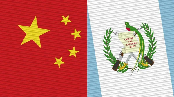 Guatemala China Twee Halve Vlaggen Samen Stof Textuur Illustratie — Stockfoto