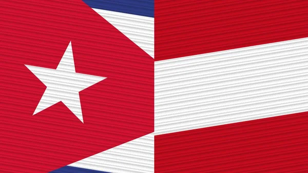 Autriche Cuba Deux Demi Drapeaux Ensemble Tissu Texture Illustration — Photo