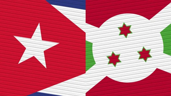 Burundi Kuba Dwie Półflagi Razem Tekstura Tkaniny Ilustracja — Zdjęcie stockowe