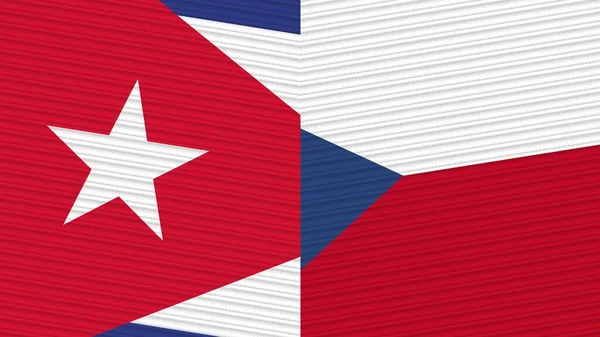 Czech Republic Cuba Two Half Flags Together Fabric Texture Illustration — Stock Photo, Image