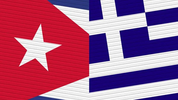 Griekenland Cuba Twee Halve Vlaggen Samen Textuur Illustratie — Stockfoto