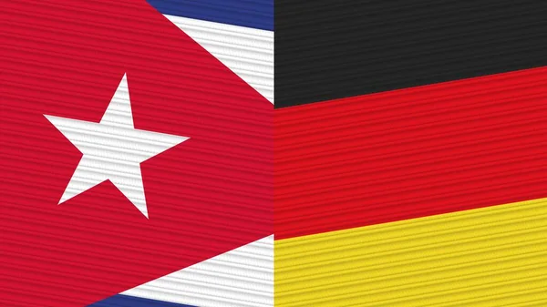 Alemania Cuba Dos Medias Banderas Juntas Textura Tela Ilustración — Foto de Stock