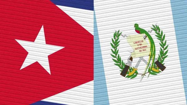 Guatemala Cuba Two Half Flags Together Fabric Texture Illustration — Stock Photo, Image