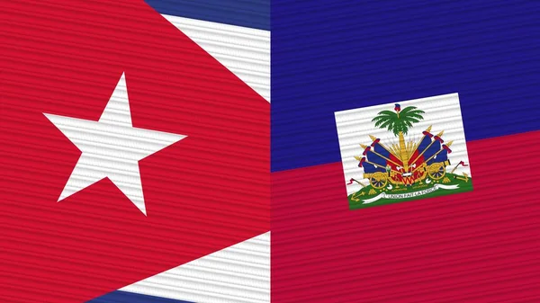 Haití Cuba Dos Medias Banderas Juntas Textura Tela Ilustración —  Fotos de Stock