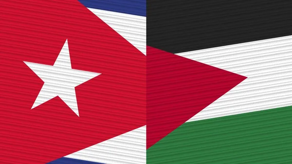 Jordan Cuba Two Half Flags Together Fabric Texture Illustration — Stock Photo, Image