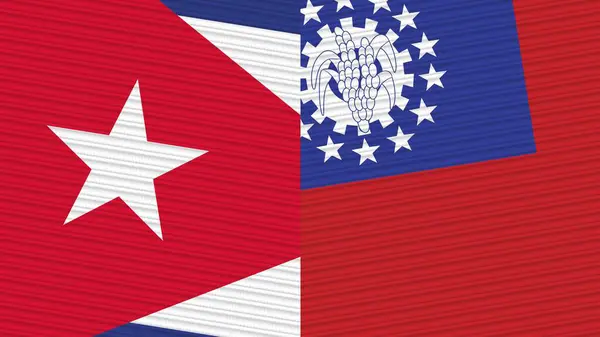 Myanmar Birmanie Cuba Deux Demi Drapeaux Ensemble Texture Illustration — Photo
