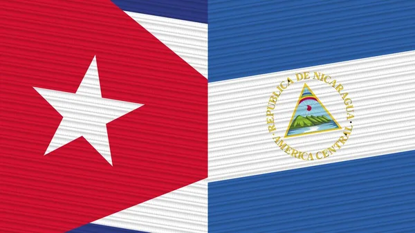 Νικαράγουα Και Κούβα Δύο Σημαίες Μαζί Ύφασμα Εικονογράφηση — Φωτογραφία Αρχείου
