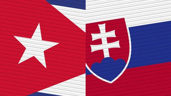 Slovakia Cuba Two Half Flags Together Fabric Texture Illustration — Stock Photo, Image