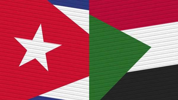 Sudan Und Kuba Zwei Halbe Flaggen Zusammen Textur Illustration — Stockfoto