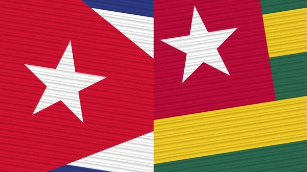 Togo Kuba Dwie Półflagi Razem Tekstura Tkaniny Ilustracja — Zdjęcie stockowe