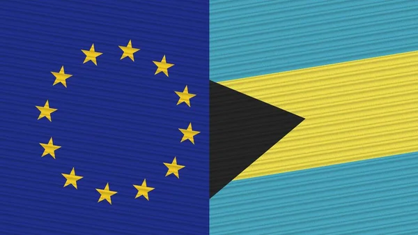 Μπαχάμες Και Ευρωπαϊκή Ένωση Δύο Σημαίες Μαζί Ύφασμα Εικονογράφηση — Φωτογραφία Αρχείου
