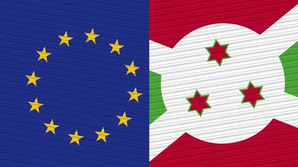 Burundi European Union Two Half Flags Together Fabric Texture Illustration — 스톡 사진