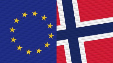 Norveç ve Avrupa Birliği İki Yarım Bayrak Birlikte Kumaş Doku İllüstrasyonu