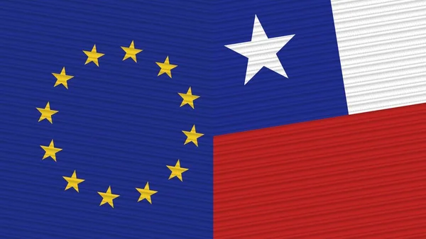 Chile European Union Two Half Flags Together Fabric Texture Illustration — ストック写真