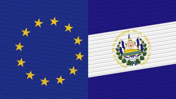 Σαλβαδόρ Και Ευρωπαϊκή Ένωση Δύο Σημαίες Μαζί Ύφασμα Εικονογράφηση — Φωτογραφία Αρχείου