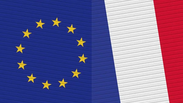 Γαλλία Και Ευρωπαϊκή Ένωση Δύο Σημαίες Μαζί Ύφασμα Εικονογράφηση — Φωτογραφία Αρχείου