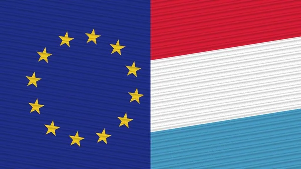 Люксембург Європейський Союз Два Півпрапори Разом Фабричні Текстури Ілюстрація — стокове фото