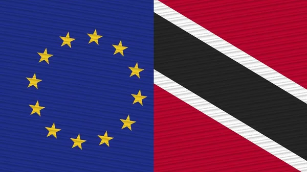 Тринідад Тобаго Єврозонський Союз Два Півпрапора Разом Ілюстрації Текстури Тканини — стокове фото