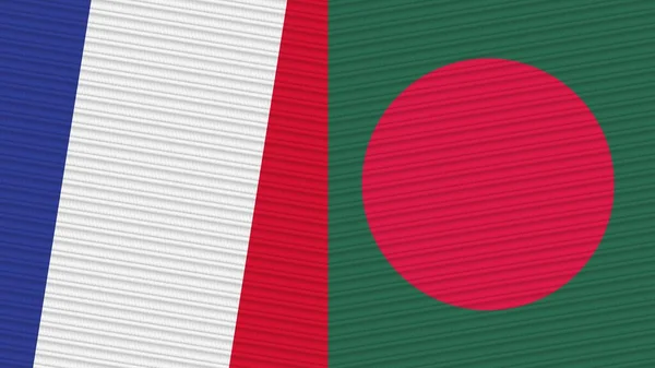 Bangladesh France Two Half Flags Together Fabric Texture Illustration — Stock Photo, Image