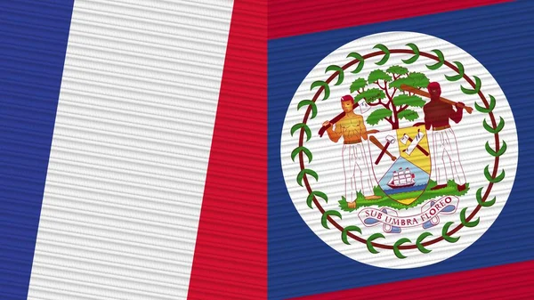 Belize Frankrijk Twee Halve Vlaggen Samen Textuur Illustratie — Stockfoto