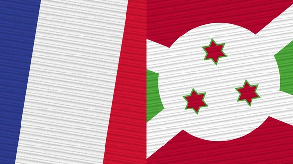 Burundi France Two Half Flags Together Fabric Texture Illustration — 图库照片