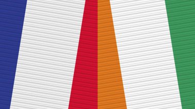 Cote D lvoire ve Fransa Birlikte İki Yarım Bayrak Kumaş Çizimi