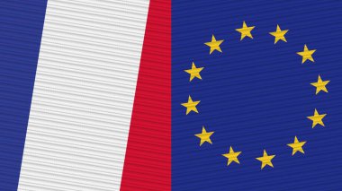 Avrupa Birliği ve Fransa Birlikte İki Yarım Bayrak Kumaş Doku İllüstrasyonu