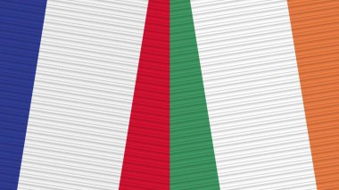 İrlanda ve Fransa Birlikte İki Yarım Bayrak Kumaş Resim