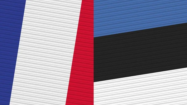 Estonia France Two Half Flags Together Fabric Texture Illustration — 스톡 사진