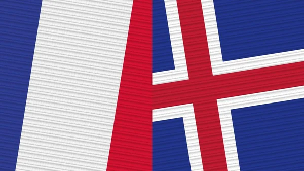 Island Und Frankreich Zwei Halbe Flaggen Zusammen Textur Illustration — Stockfoto
