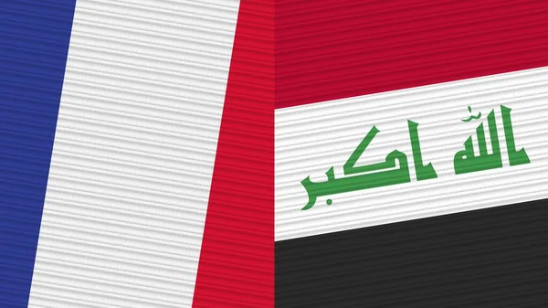 Iraq Francia Due Mezze Bandiere Insieme Tessuto Texture Illustrazione — Foto Stock
