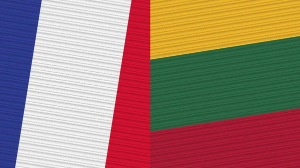 Litauen Und Frankreich Zwei Halbe Flaggen Zusammen Textur Illustration — Stockfoto