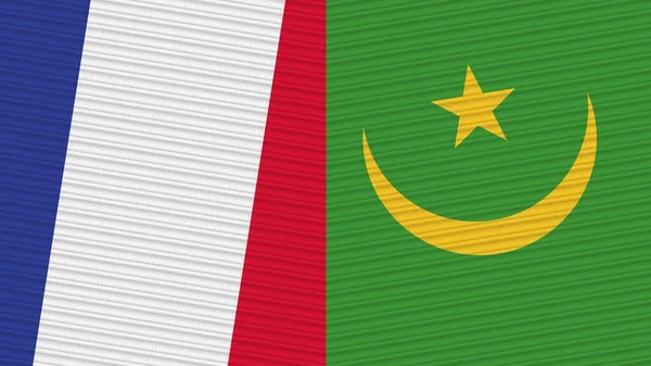 Mauritania Francia Dos Medias Banderas Juntas Textura Tela Ilustración —  Fotos de Stock