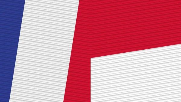 Монако Франс Дві Половини Прапорів Разом Ілюстрації Текстури Тканини — стокове фото