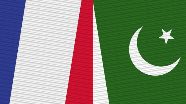 Pákistán Francie Dvě Poloviny Vlajky Dohromady Textilní Textury Ilustrace — Stock fotografie