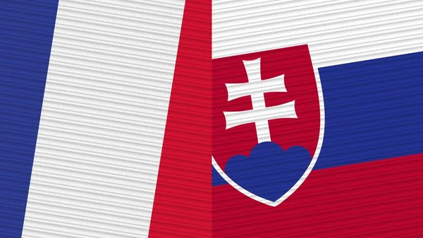Eslovaquia Francia Dos Medias Banderas Juntas Textura Tela Ilustración — Foto de Stock