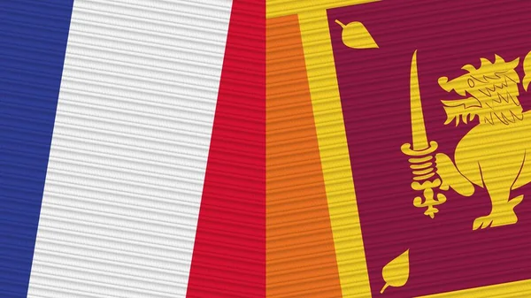 Sri Lanka França Duas Meias Bandeiras Juntas Ilustração Textura Tecido — Fotografia de Stock