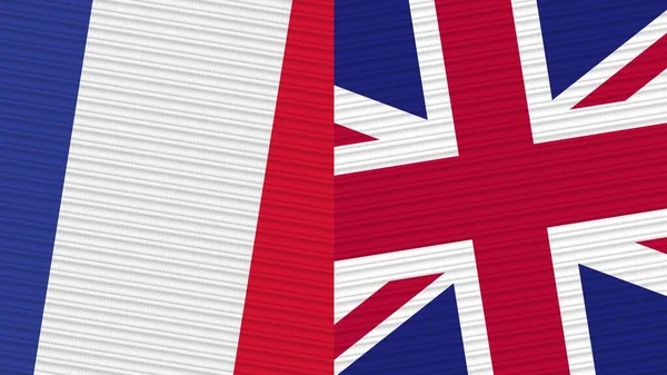 United Kingdom France Two Half Flags Together Fabric Texture Illustration — 스톡 사진