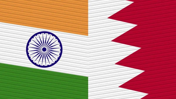Bahrein India Twee Halve Vlaggen Samen Textuur Illustratie — Stockfoto